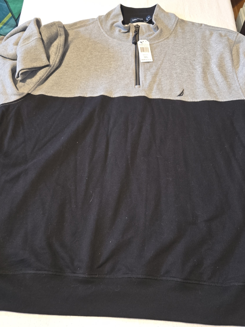 Nautica Two-Tone Half-Zip Pullover - Gray & Black